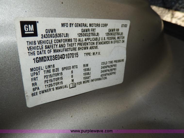image for item D8057 2004 Pontiac Montana minivan