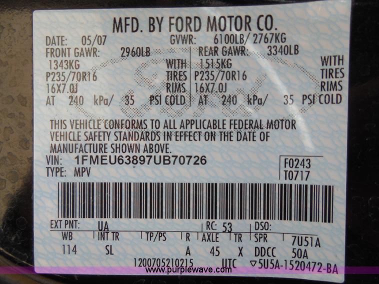image for item H3235 2007 Ford Explorer XLT SUV