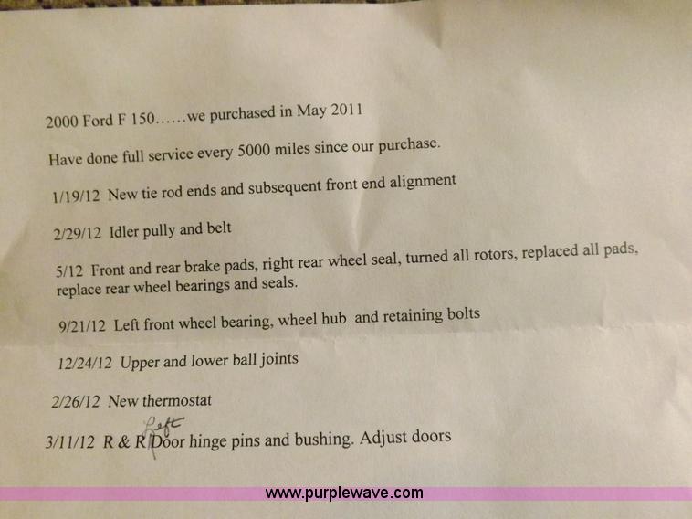 image for item H7202 2000 Ford F150 XLT SuperCab pickup truck