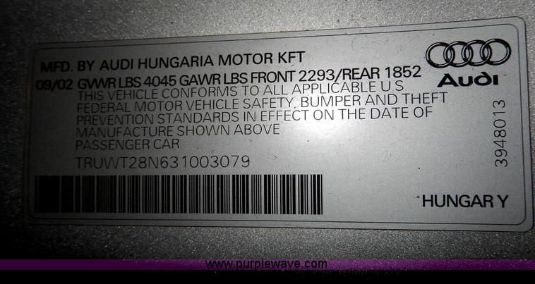 image for item D8124 2003 Audi TT Quattro