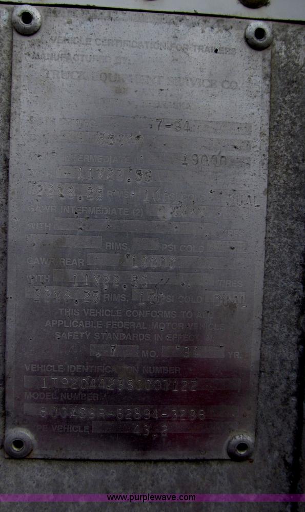 image for item B5473 1995 Corn Husker aluminum tandem axle grain trailer