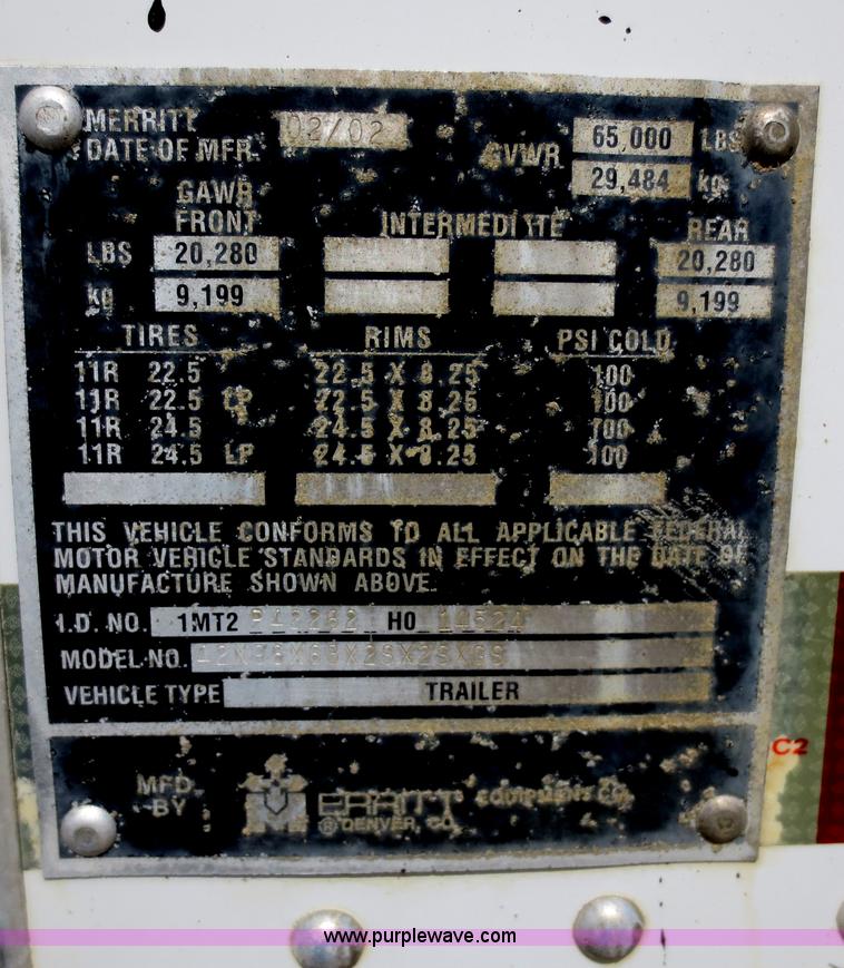 image for item D5811 2002 Merritt 42' double hopper grain trailer