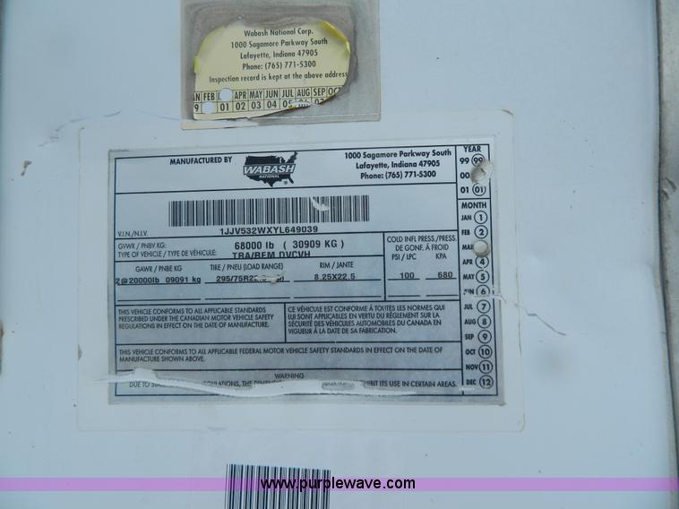 image for item G7825 2000 Wabash 53' dry van trailer