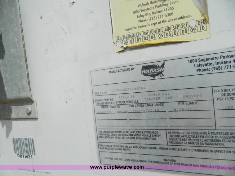 image for item G7827 2000 Wabash 53' dry van trailer