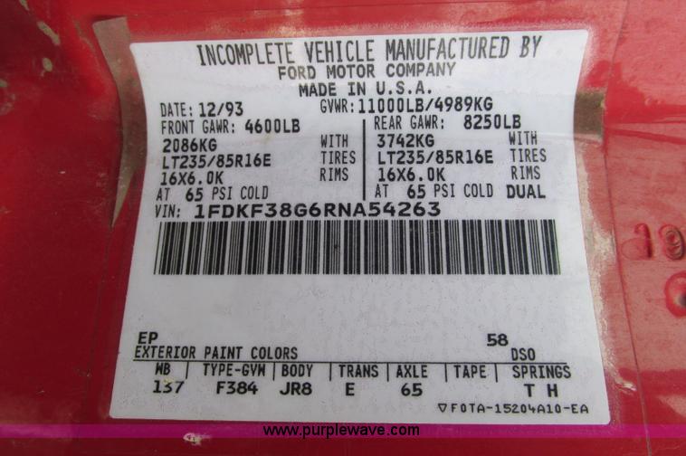 image for item E5057 1994 Ford F350 XLT dump truck