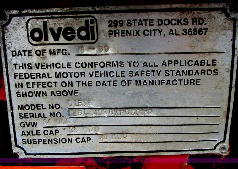 image for item E5063 1999 Olvedi DLB35 45' lowboy trailer