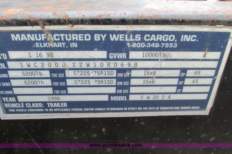 image for item E5065 1998 Wells Cargo EW2024 enclosed trailer