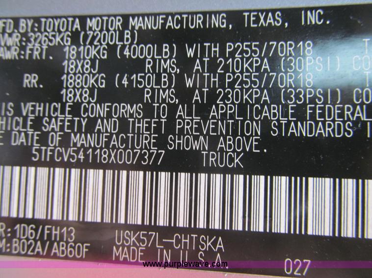 image for item G2931 2008 Toyota Tundra SR5 Double Cab pickup truck