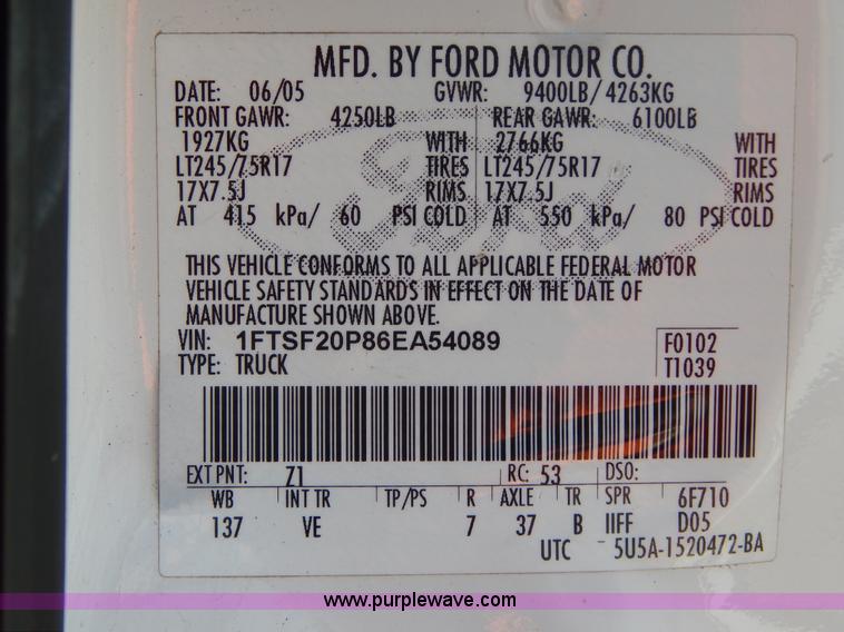 image for item G3194 2006 Ford F250 Super Duty pickup truck