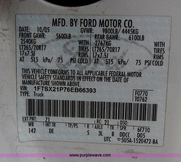 image for item G3195 2006 Ford F250 SuperCab pickup truck