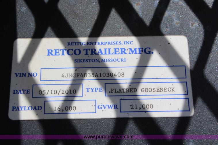 image for item G5440 2010 Retco 40' gooseneck trailer