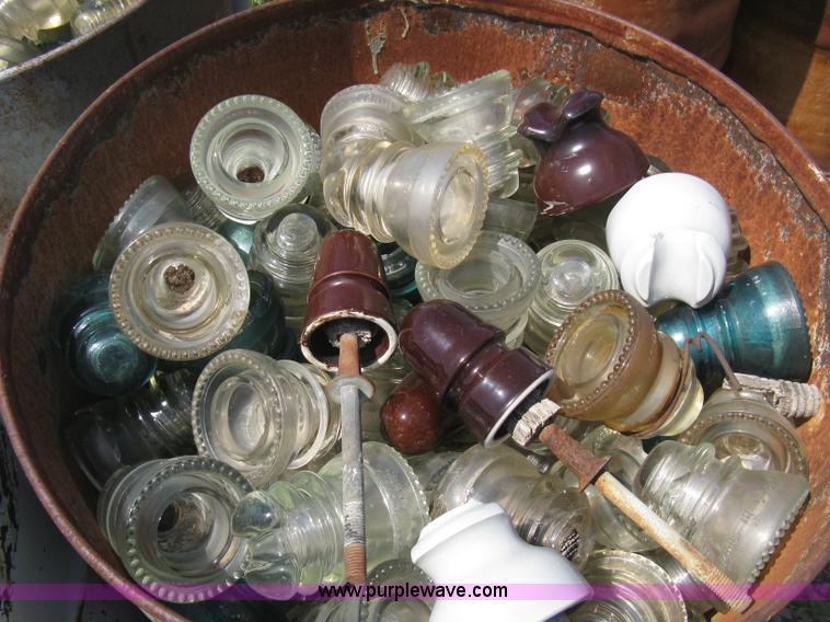image for item AG9788 (12.5) drums of vintage glass insulators