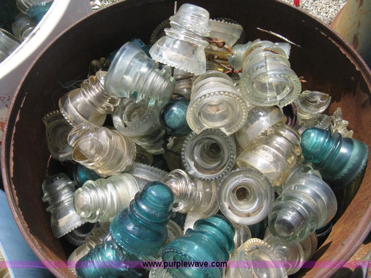 image for item AG9788 (12.5) drums of vintage glass insulators