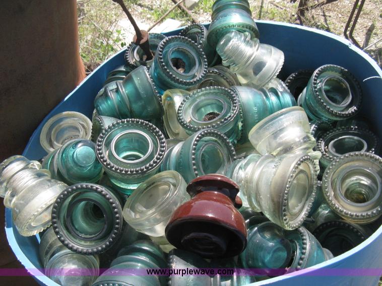 image for item AG9788 (12.5) drums of vintage glass insulators