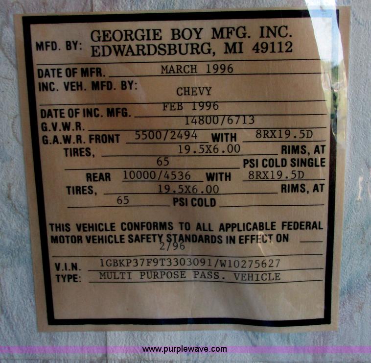 image for item E7202 1996 Georgia Boy Pursuit recreational vehicle