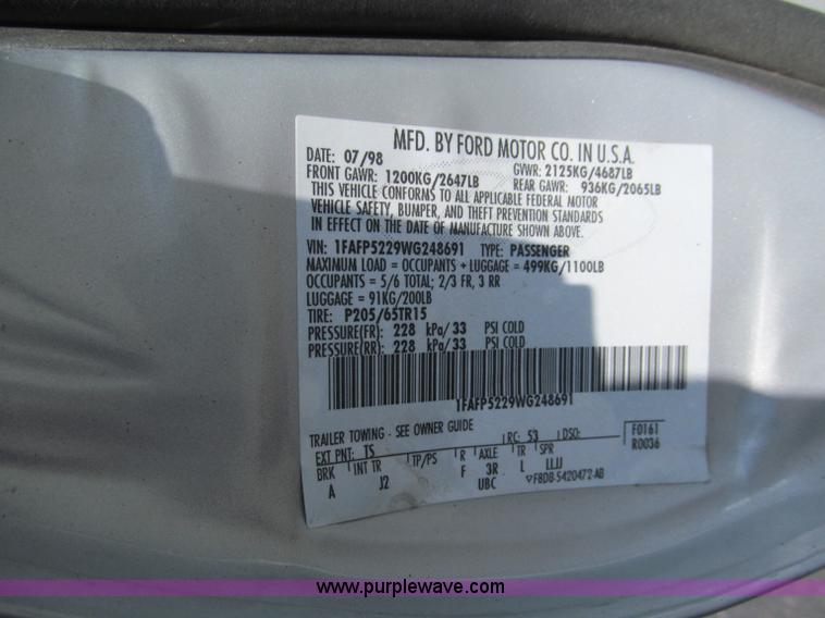 image for item F5028 1998 Ford Taurus LX