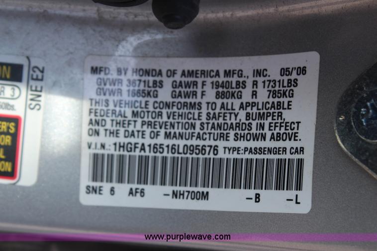 image for item G5406 2006 Honda Civic LX