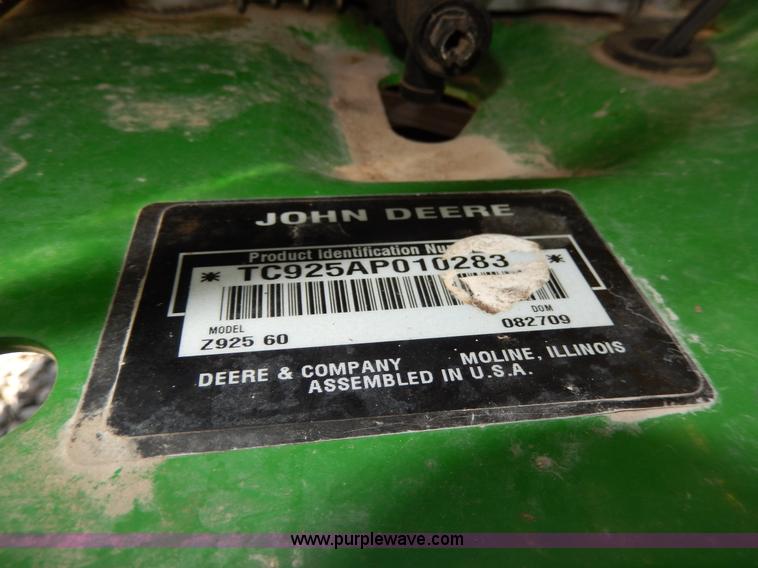 image for item W9830 2010 John Deere Z925A ZTR lawn mower