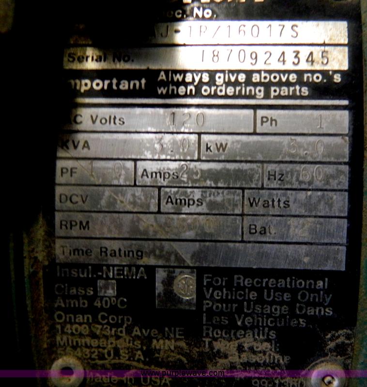 image for item Y9292 Onan 3 OAJ/160175 generator