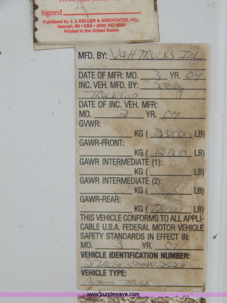 image for item G3082 2004 Sterling Acterra crane truck