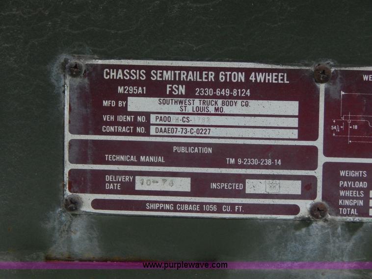 image for item G3135 1974 South Military M295A1 semi storage trailer