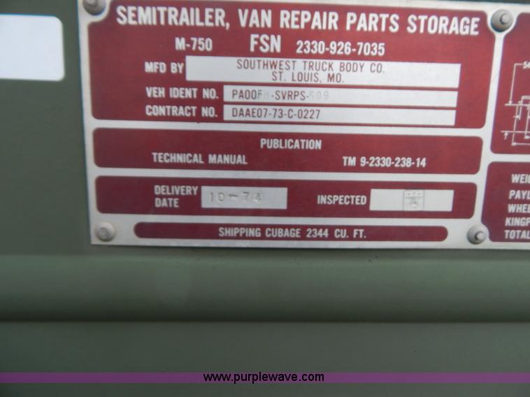 image for item G3135 1974 South Military M295A1 semi storage trailer