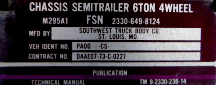 image for item G3135 1974 South Military M295A1 semi storage trailer