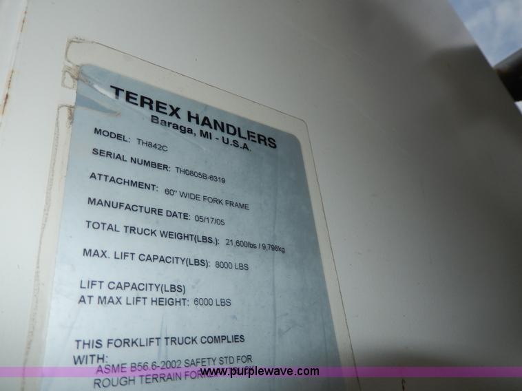 image for item G5396 Terex TH842C telehandler