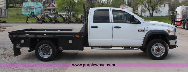 image for item G5404 2008 Dodge Ram 5500 Quad Cab flatbed truck