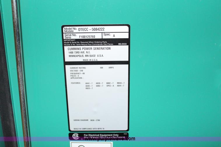 image for item G5494 2010 Cummins Power 150 kW diesel power generator set