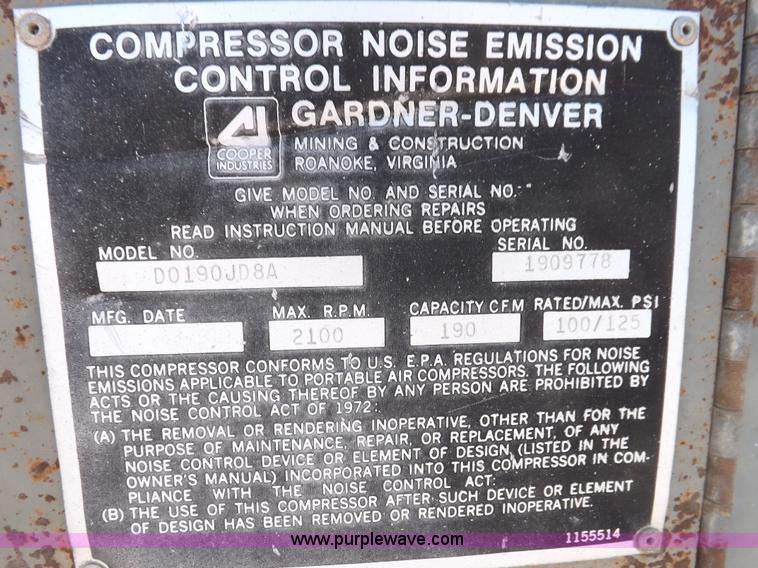 image for item H7192 1991 Gardner Denver air compressor