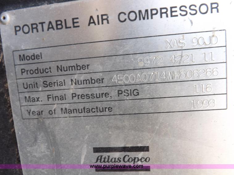 image for item H7193 1998 Atlas Copco air compressor