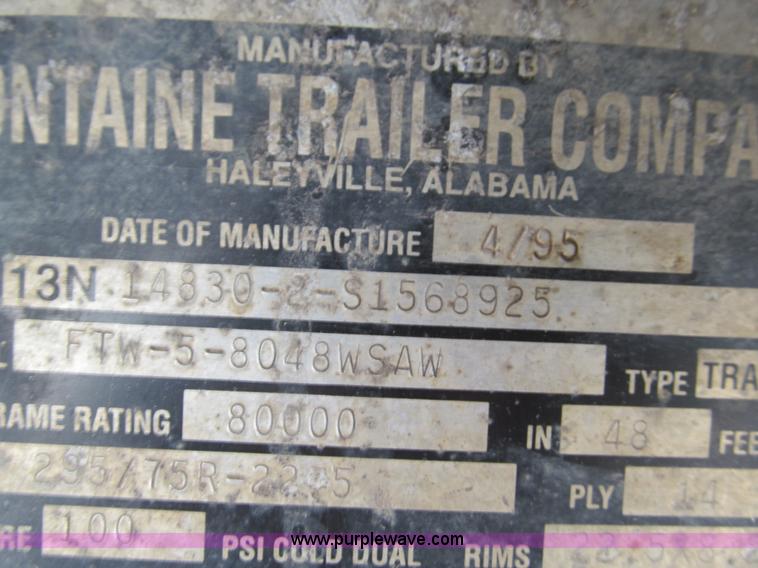 image for item E7539 1995 Fontaine 48' spread axle trailer