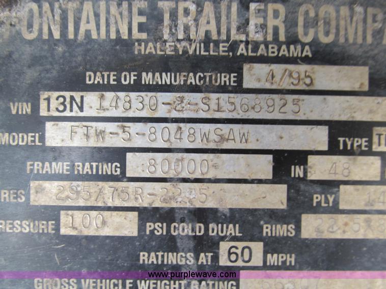 image for item E7539 1995 Fontaine 48' spread axle trailer