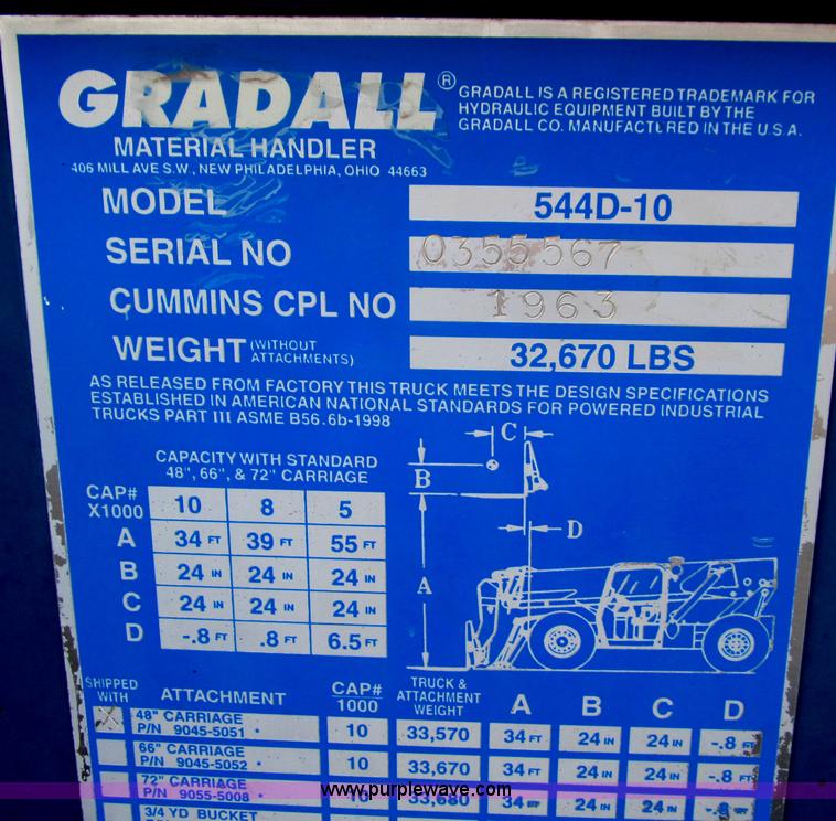 image for item F3191 2000 Gradall 544D telehandler