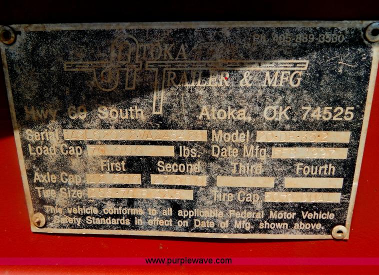 image for item G3164 1997 Atoka tandem axle drop deck trailer