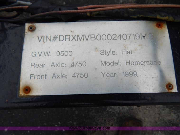 image for item G3172 1999 shop built 18' tandem axle trailer