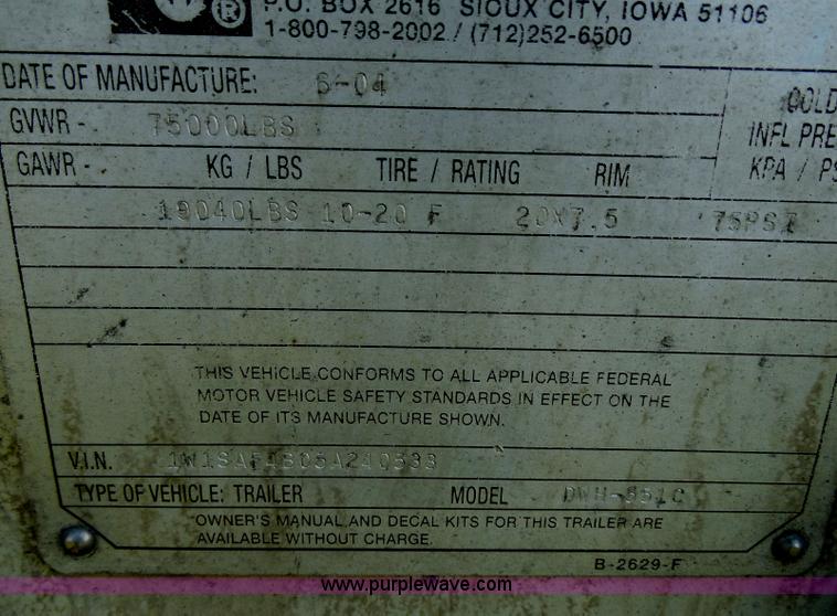 image for item H3197 2005 Wilson DWH-551C hopper bottom aluminum trailer