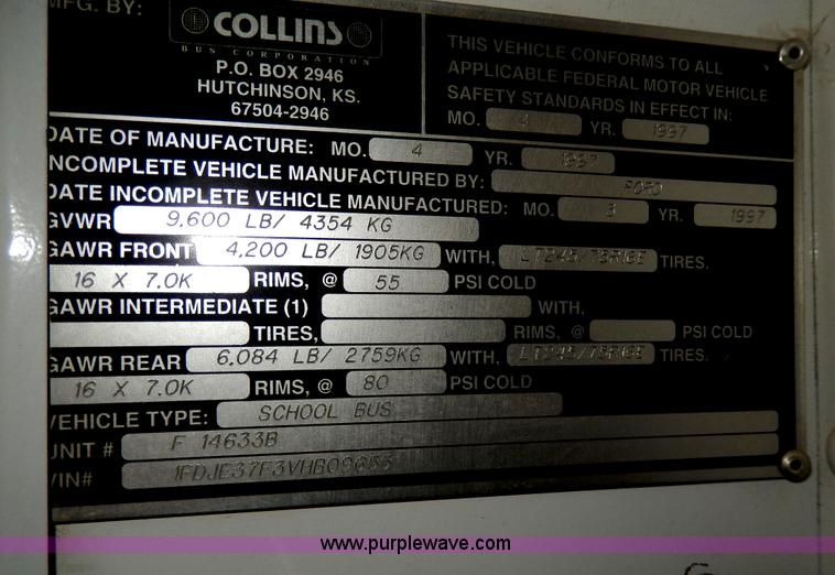 image for item D8117 1997 Ford Collins school bus