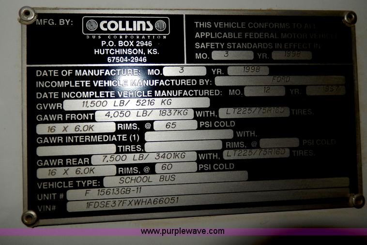 image for item D8118 1998 Ford Collins school bus