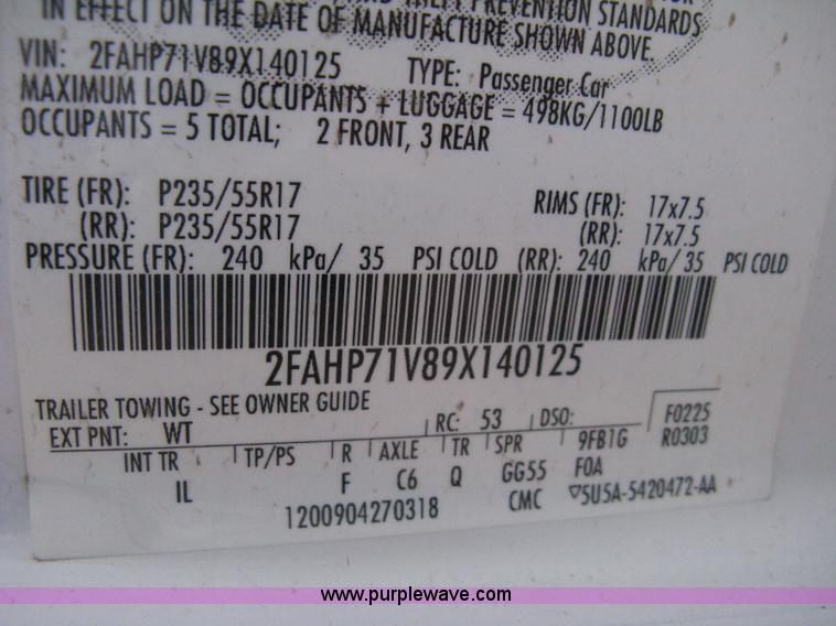 image for item E3485 2009 Ford Crown Victoria Police Interceptor