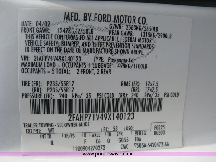 image for item E3486 2009 Ford Crown Victoria Police Interceptor