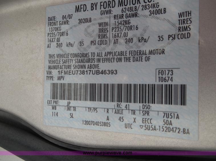 image for item F8767 2007 Ford Explorer XLT SUV