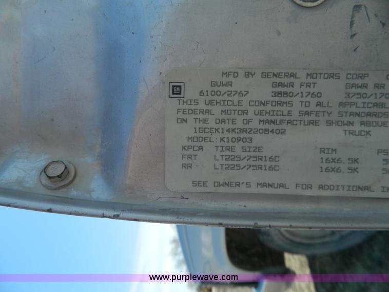 image for item G7838 1994 Chevrolet 1500 pickup truck