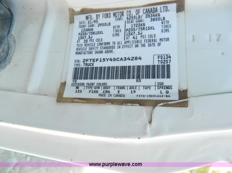 image for item G7846 1995 Ford F150 XL pickup truck