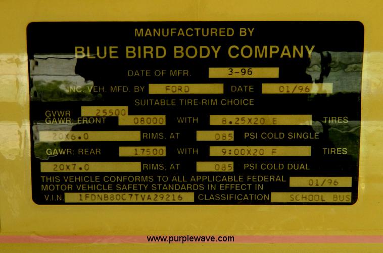 image for item G7848 1996 Ford Blue Bird school bus