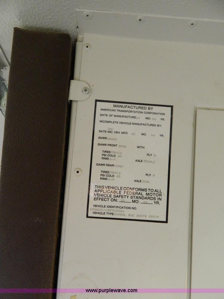 image for item G7850 1994 GMC 3500 school bus