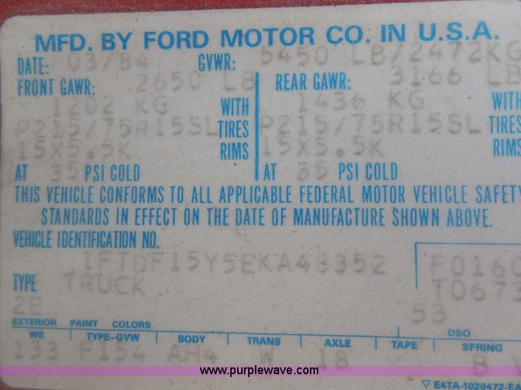 image for item H3170 1984 Ford F150 pickup truck