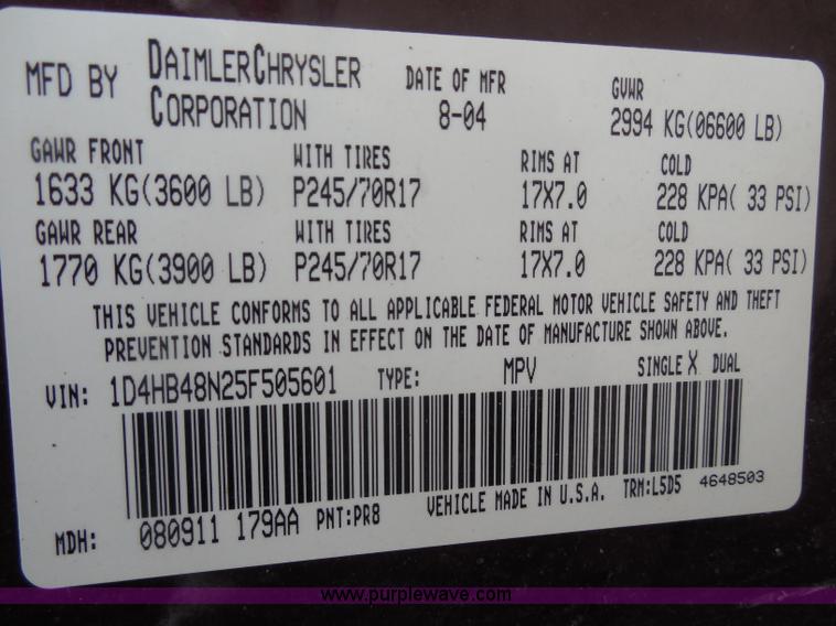 image for item H3232 2005 Dodge Durango SLT SUV