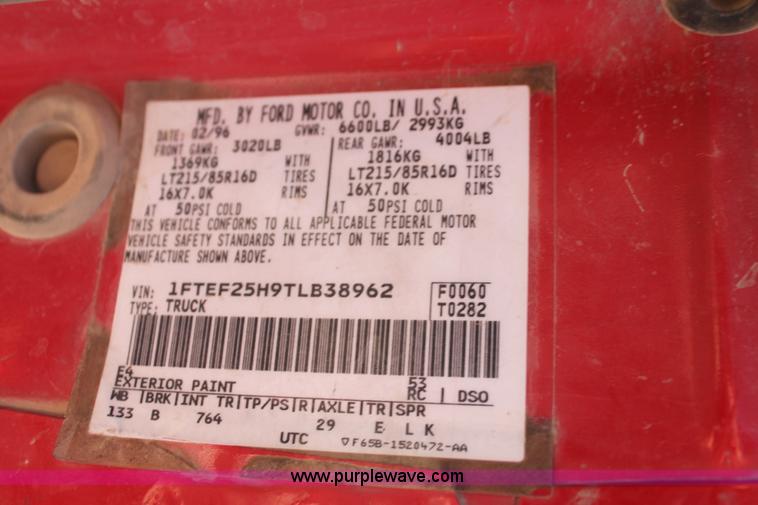 image for item H7494 1996 Ford F250 Heavy Duty XL pickup truck